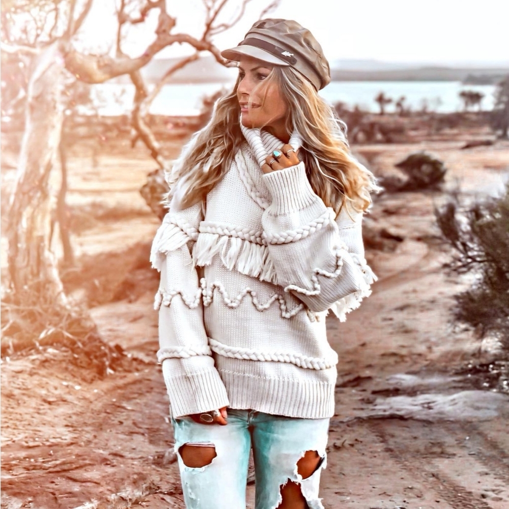 Clover knit sweater 100% softest, thickest cashmere!